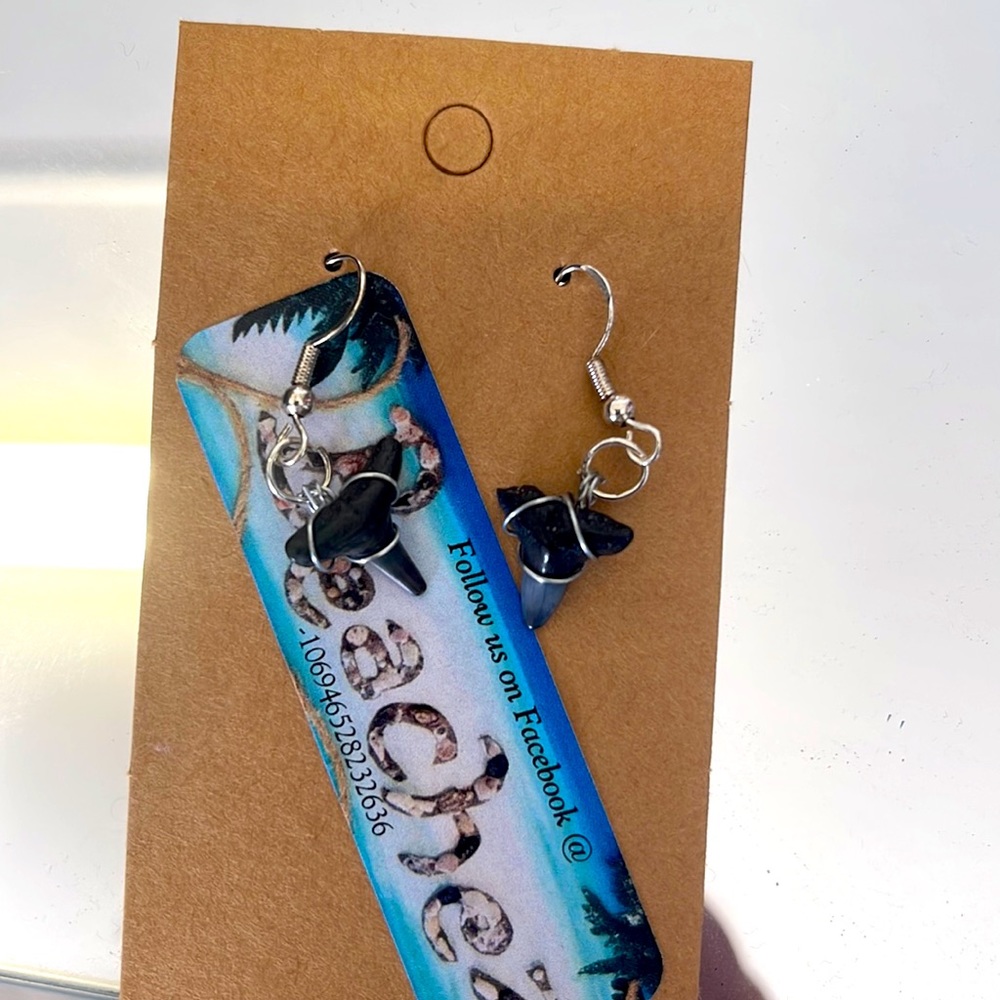 Florida Hand a pick sharks teeth handmade earrings